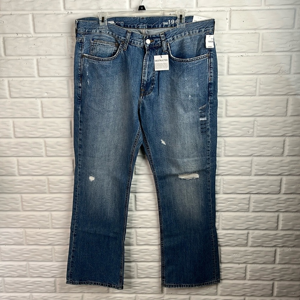 GAP 1969 BOOT CUT JEANS DESTRUCTED Men’s 36x30 NWT